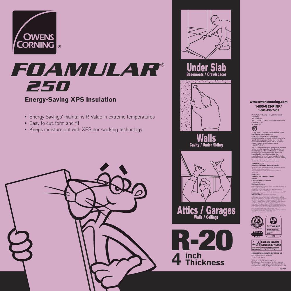 FOAMULAR F-250 4 in x 48 in x 96 in Square Edge XPS Rigid Foam Board  Insulation - White Cap